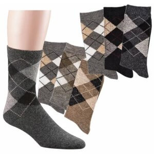 4 Paar flauschige Alpaka-Socken im Karo Design