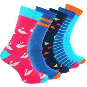 5 Paar bunte Socken mit verschiedenen Mustern – Bunt1, 39-42
