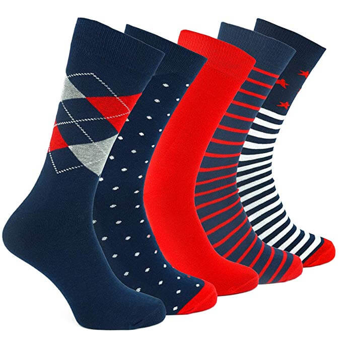 5 Paar bunte Socken mit verschiedenen Mustern – Bunt3, 39-42