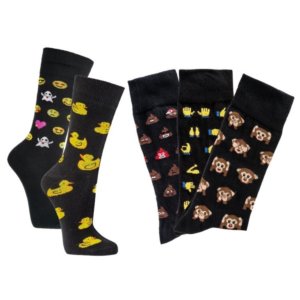 1 Paar Lustige Socken mit Emoji (Smiley, Finger, Haufen, Affe)
