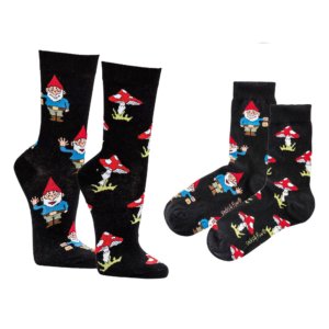 1 Paar Lustige Socken mit Motiven oder Text (Ente, Gartenzwerg, Fliegenpilz)
