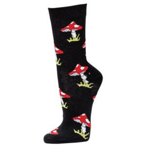 1 Paar Lustige Socken mit Motiven oder Text (Ente, Gartenzwerg, Fliegenpilz) – Fliegenpilz, 36-41