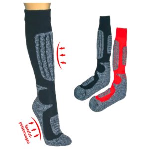 2 Paar warme Ski-Socken aus Schafwolle mit Spezialpolsterung